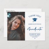 Moderne foto van afstuderen afstuderen bedankt briefkaart (Voorkant / Achterkant)