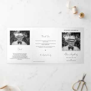 Moderne foto van Tri-Fold Funeral Memorial Program Drieluik Aankondiging