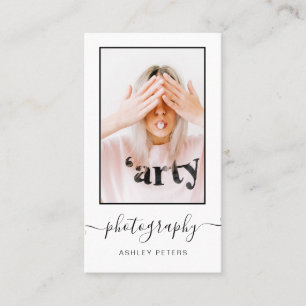 Moderne foto van zwart wit script voor fotografie visitekaartje