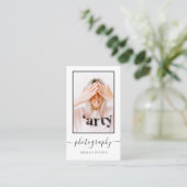 Moderne foto van zwart wit script voor fotografie visitekaartje (Staand voorkant)