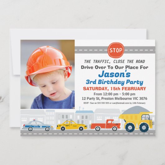 Moderne foto Verjaardag van het wegvervoer Kaart (Voorkant)