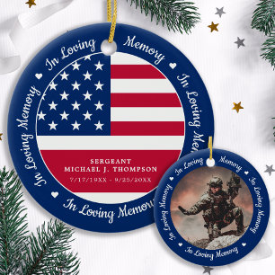 Moderne foto Veteran American Flag Memorial Keramisch Ornament