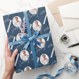 Moderne foto voor 70ste verjaardag Minimaal mijlpa Cadeaupapier