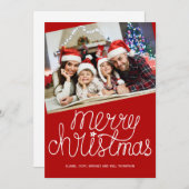 Moderne Foto Vrolijk Kerstscript kerstkaart (Voorkant / Achterkant)