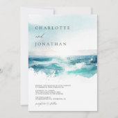 Moderne foto Waterverf Beach Wedding Kaart (Voorkant)