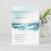 Moderne foto Waterverf Beach Wedding Kaart (Staand voorkant)