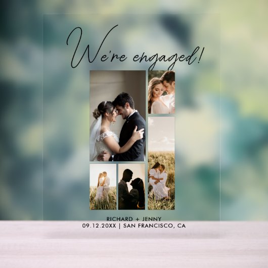 Moderne foto We're verloofd Verloving acryl teken Acryl Bord (Neutraal)