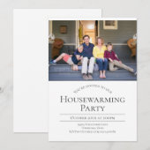 Moderne foto White Grey Housewarming Invitation Kaart (Voorkant / Achterkant)