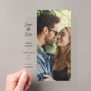 Moderne foto & zijde save the date acryl uitnodigingen