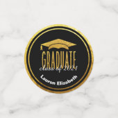 Moderne Foto Zwart Goud Afstuderen Tafel Confetti (Kleine voorkant)