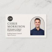 Moderne Foto Zwart Monogram Professioneel Visitekaartje (Voorkant)