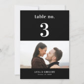 Moderne foto Zwart Trouwtafel Nummer 3 5x7 Kaart (Voorkant)