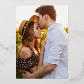 Moderne foto zwart-wit 7 Vertical Wedding Folie Uitnodiging (Achterkant)