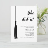 Moderne foto Zwart & Wit Afstudeerder Tassel Afstu Kaart (Staand voorkant)