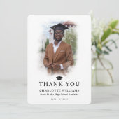 Moderne foto zwart-wit Afstuderen Bedankkaart (Staand voorkant)