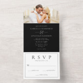 Moderne foto Zwart Wit Bruiloft RSVP All In One Uitnodiging (Binnen)