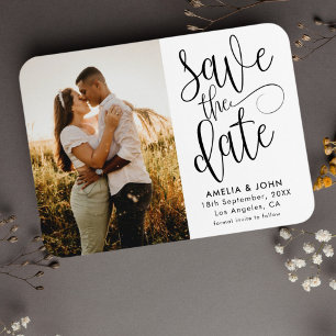 Moderne foto zwart-wit Save the Date Wedding Magneet
