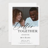 Moderne foto zwarte script eenvoudige bruiloft save the date (Voorkant / Achterkant)