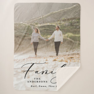 Moderne foto zwarte scriptfamilie elegant sherpa deken