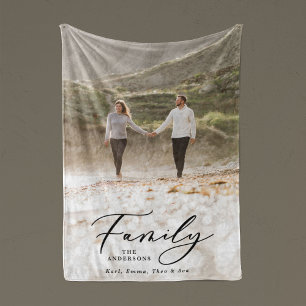 Moderne foto zwarte scriptfamilie elegant sherpa deken