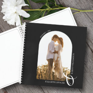 Moderne fotoarch Wedding Black Guest Book Notitieboek