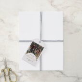 Moderne Fotoboog Vrolijk Kerst Goud Script Cadeaulabel (Met Touw)