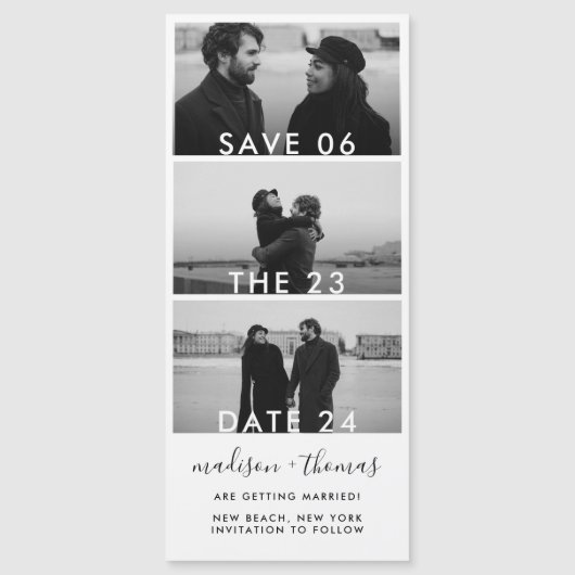 Moderne Fotobooth Strip bruiloft Bewaar de datum (Voorkant)