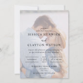 Moderne fotobovenlaag bruiloft kaart (Voorkant)