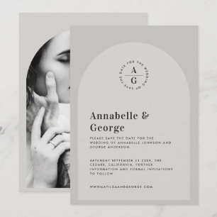 Moderne fotobruiloft met grafische typografie feestdagenkaart