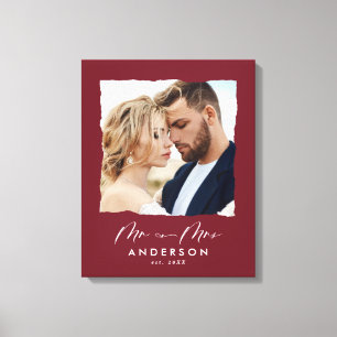 Moderne fotobruiloft op maat van Mr en Mrs. Canvas Afdruk