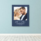 Moderne fotobruiloft op maat van Mr en Mrs. Canvas Afdruk (Insitu (Houten vloer))