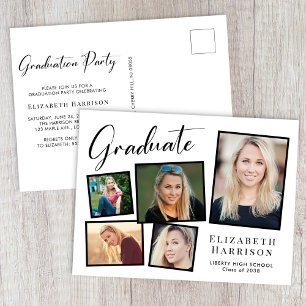 Moderne Fotocollage Afstudeerfeest Uitnodiging Briefkaart