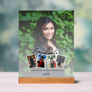 Moderne Fotocollage Afstuderen Keepsake Wit Acryl Bord
