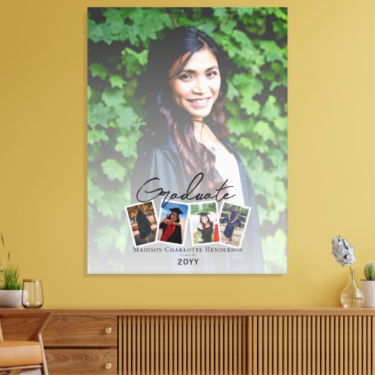 Moderne Fotocollage Afstuderen Keepsake | Wit Canvas Afdruk (Insitu (Woonkamer))
