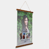 Moderne Fotocollage Afstuderen Keepsake | Wit Hangend Wandkleed (Gebogen)