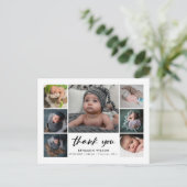 Moderne fotocollage Baby dank u Aankondigingskaart (Staand voorkant)