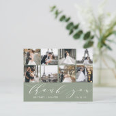 Moderne fotocollage Bedankt Sage Green Briefkaart (Staand voorkant)