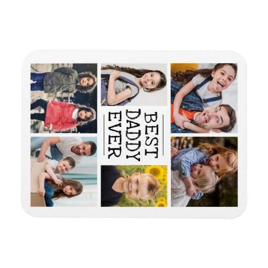 Moderne fotocollage | Beste papa ooit Magneet (Horizontaal)