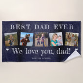 Moderne fotocollage beste vader ooit marine wit strandlaken (Voorkant)