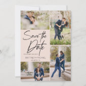 Moderne fotocollage Blush roze Save The Date (Voorkant)