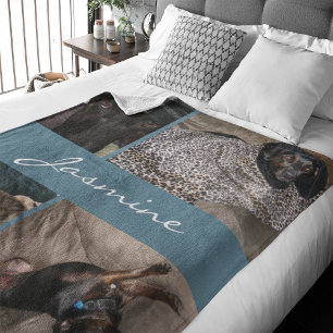 Moderne fotocollage Dog Dusty Blue Fleece Deken