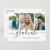 Moderne fotocollage Elegant Afstuderen Aankondigingskaart (Voorkant / Achterkant)