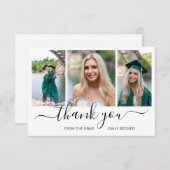 Moderne fotocollage Elegant Afstuderen Bedankkaart (Voorkant / Achterkant)