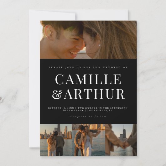 Moderne fotocollage Elegante stijlvolle bruiloft Kaart (Voorkant)