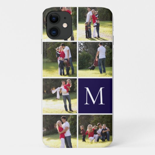 Moderne fotocollage en marineblauw Case-Mate iPhone case (Achterkant)