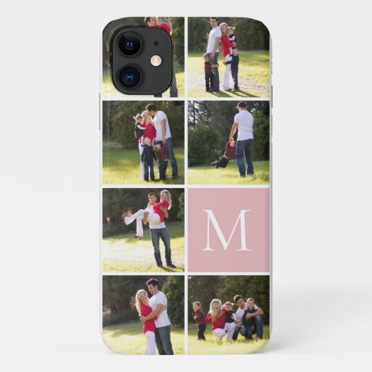 Moderne fotocollage en zwart monogram roze Case-Mate iPhone case (Achterkant)