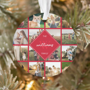 Moderne fotocollage familie Monogram Ornament
