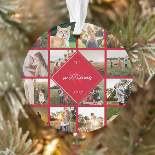 Moderne fotocollage familie Monogram Ornament (Boom)