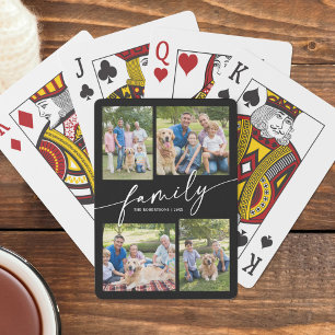 Moderne Fotocollage Familie Script Schat Pokerkaarten