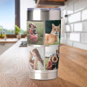 Moderne fotocollage geïsoleerde drinkbeker